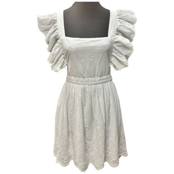 Dress – Size Large MACCS The Label White Ruffle Sleeve Eyelet Dress - Picture 1 of 3